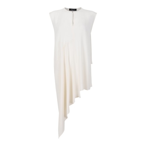 Fabiana Filippi White Asymmetric Draped Top.  