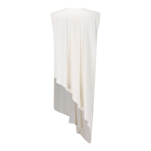 Fabiana Filippi White Asymmetric Draped Top.  