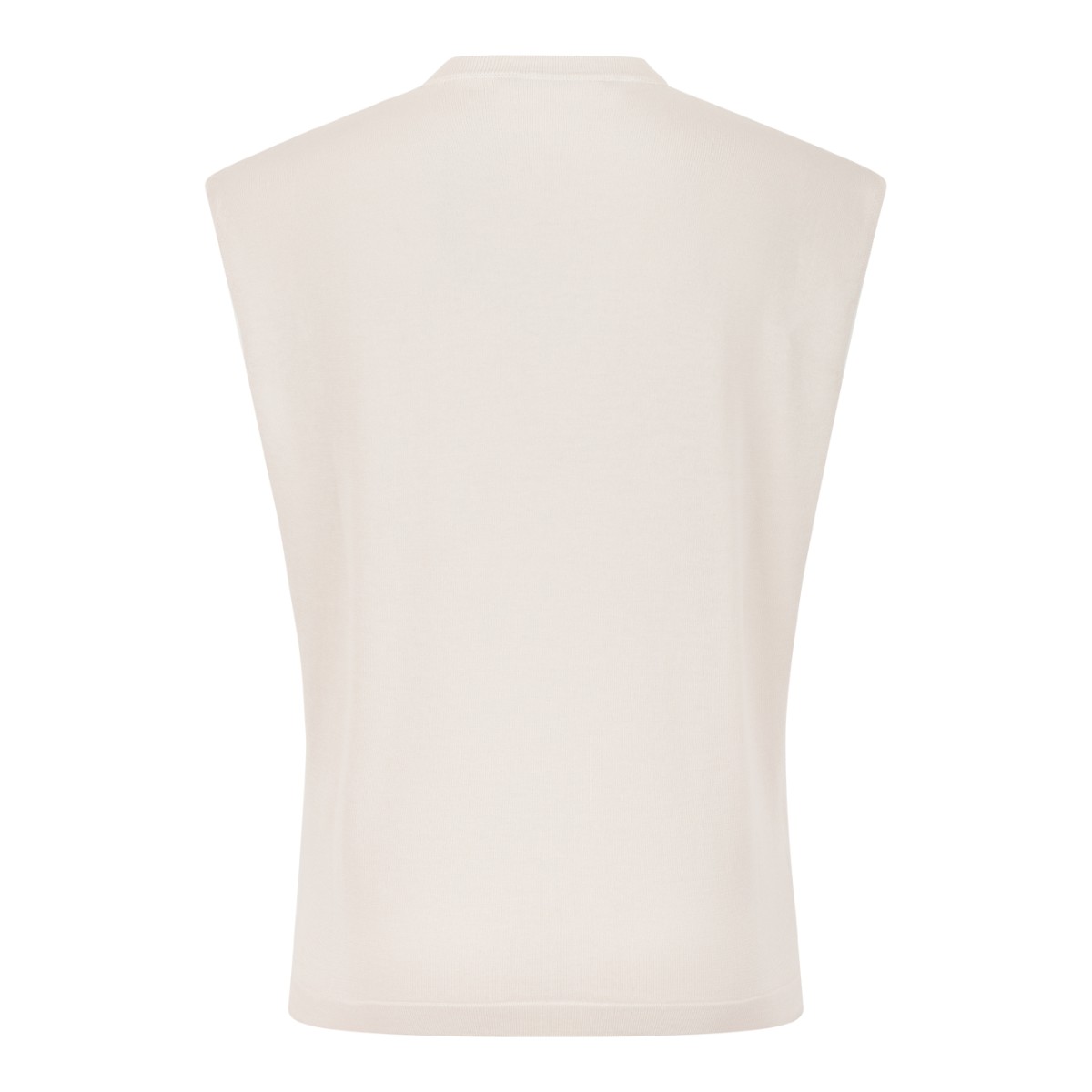 Fabiana Filippi Cream Sleeveless V-Neck Knit Top.  