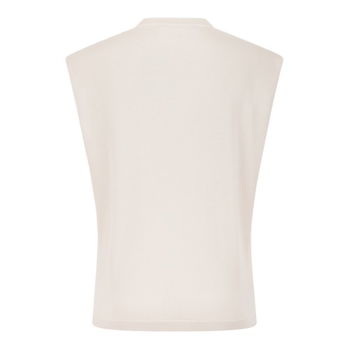 Fabiana Filippi Cream Sleeveless V-Neck Knit Top.  