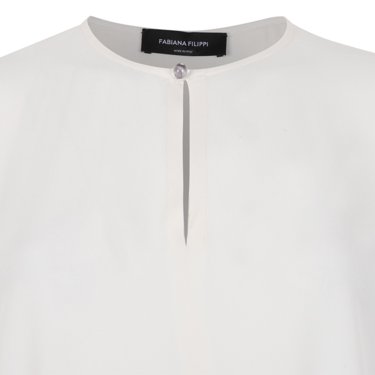 Fabiana Filippi White Asymmetric Draped Top.  