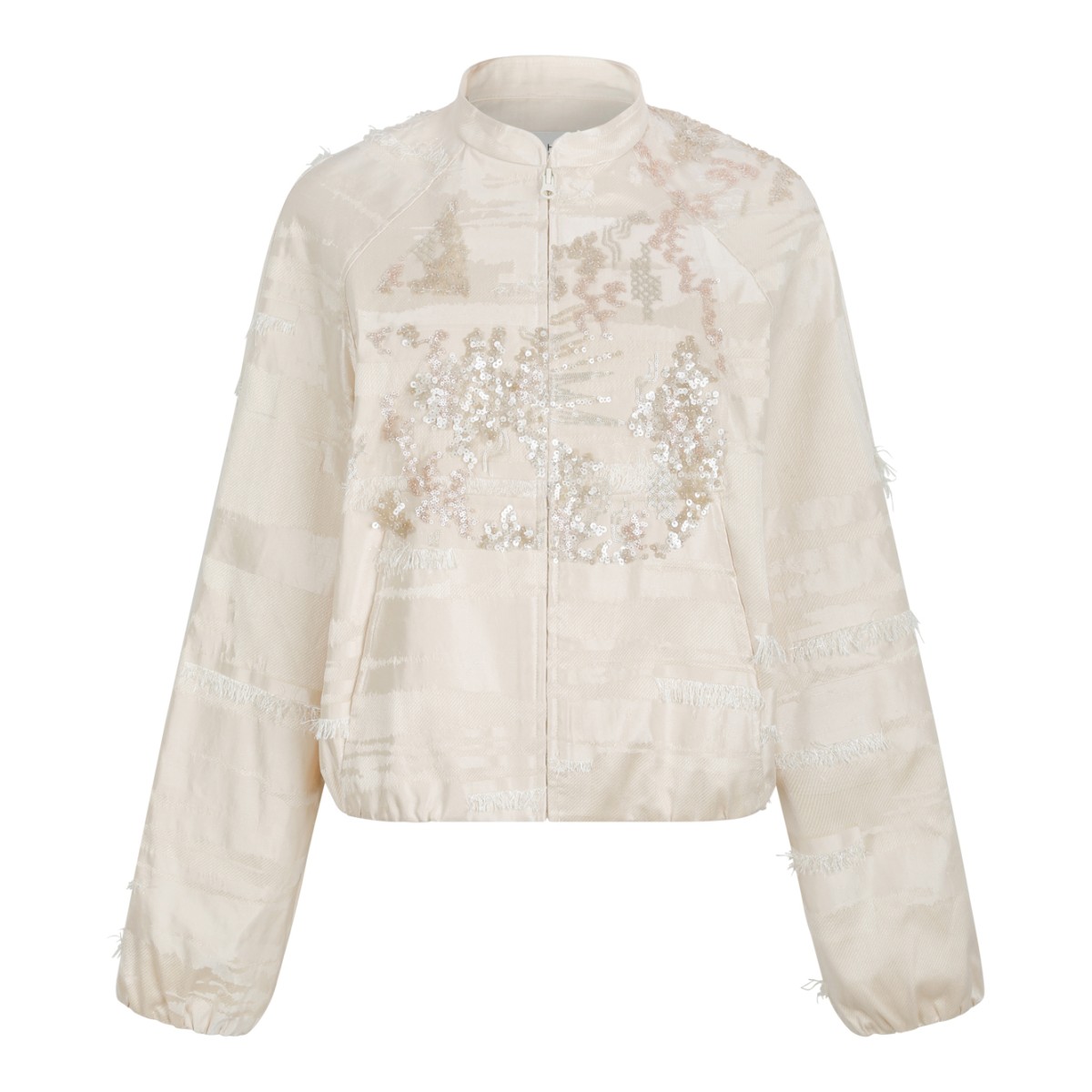 Hui Milano Ivory Embroidered Lightweight Jacket.