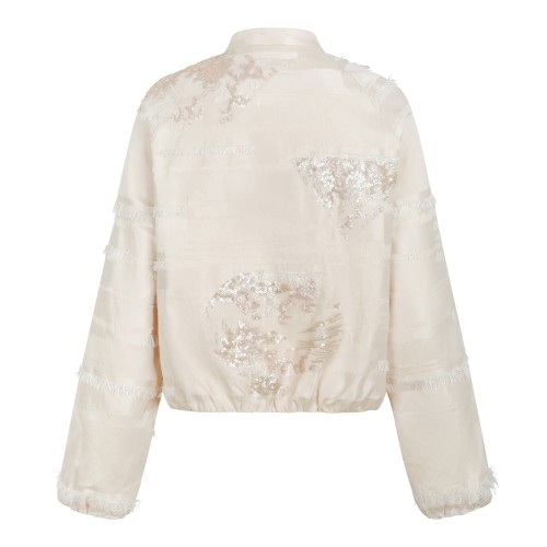 Hui Milano Ivory Embroidered Lightweight Jacket.