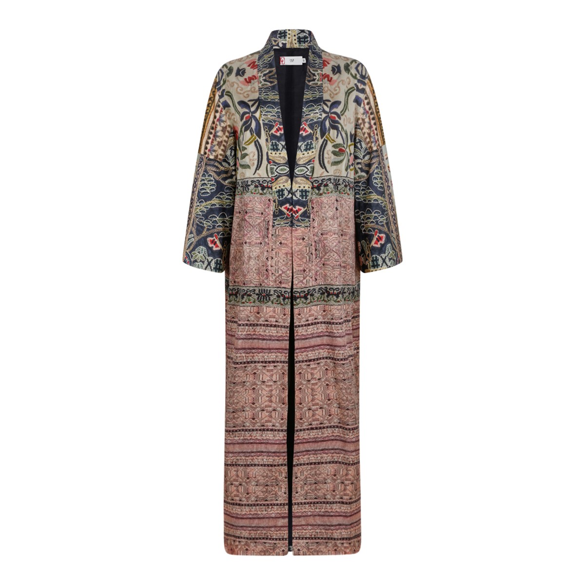 Hui Milano Multicolor Embroidered Long Coat Dress.
