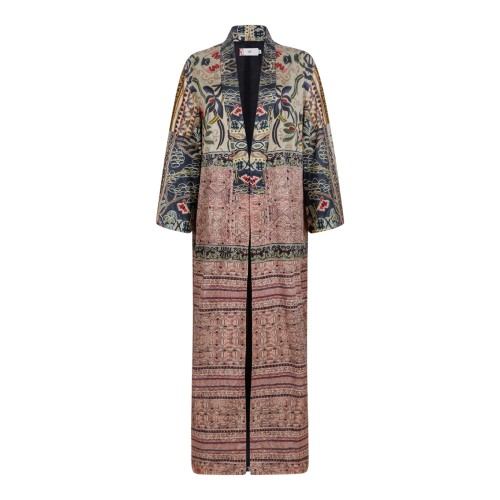 Hui Milano Multicolor Embroidered Long Coat Dress.