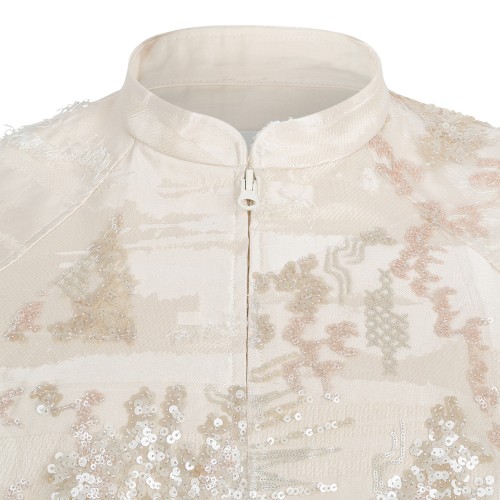 Hui Milano Ivory Embroidered Lightweight Jacket.