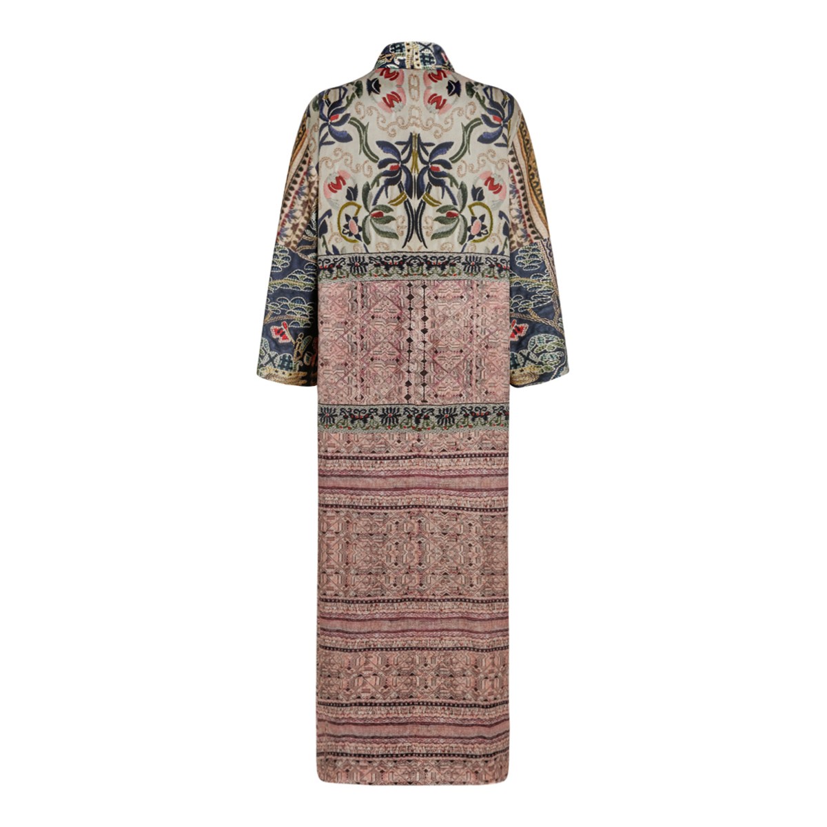 Hui Milano Multicolor Embroidered Long Coat Dress.