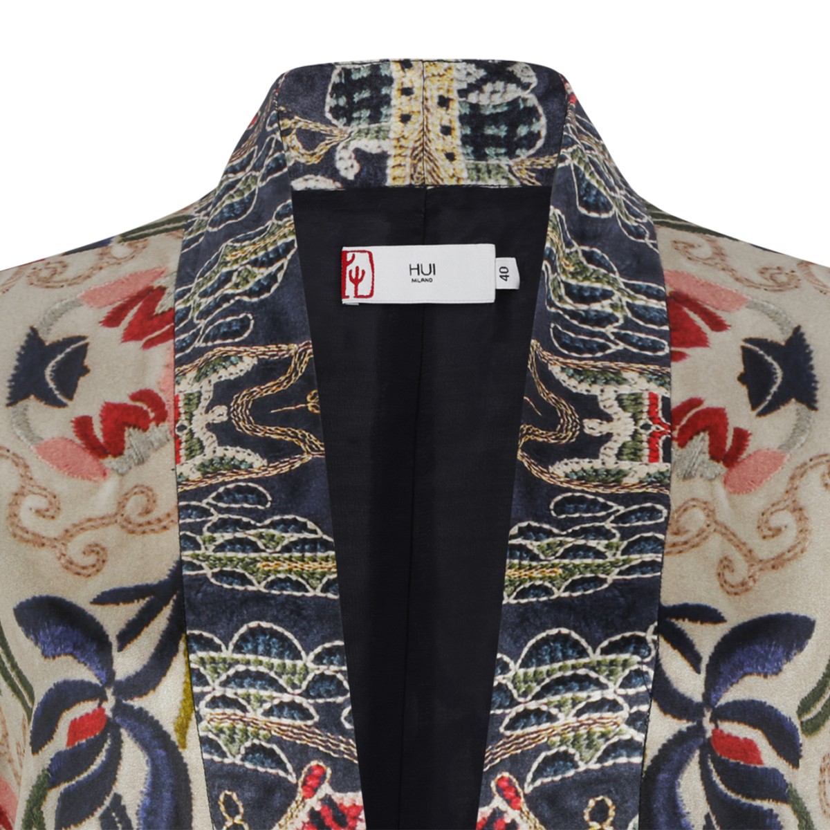 Hui Milano Multicolor Embroidered Long Coat Dress.