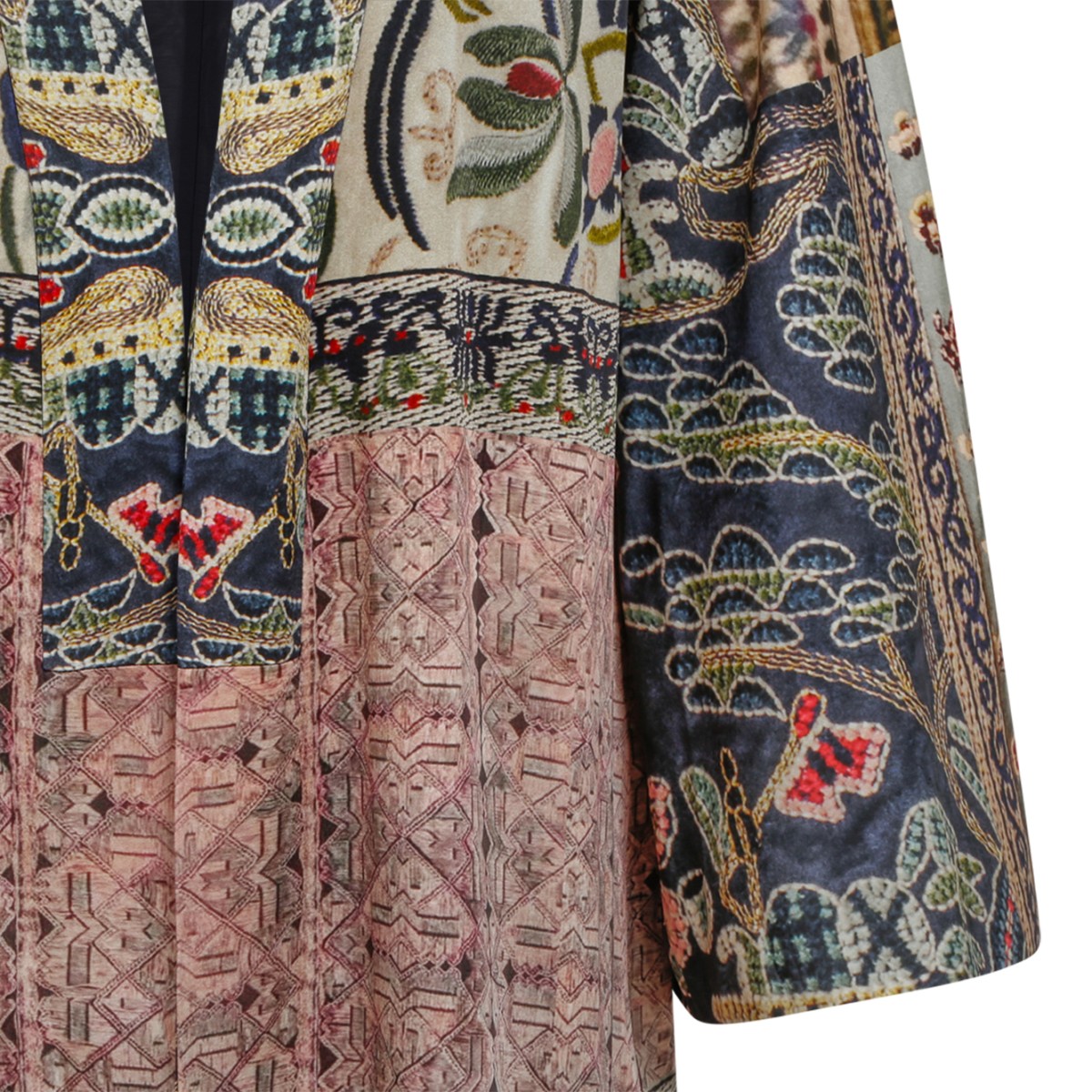 Hui Milano Multicolor Embroidered Long Coat Dress.