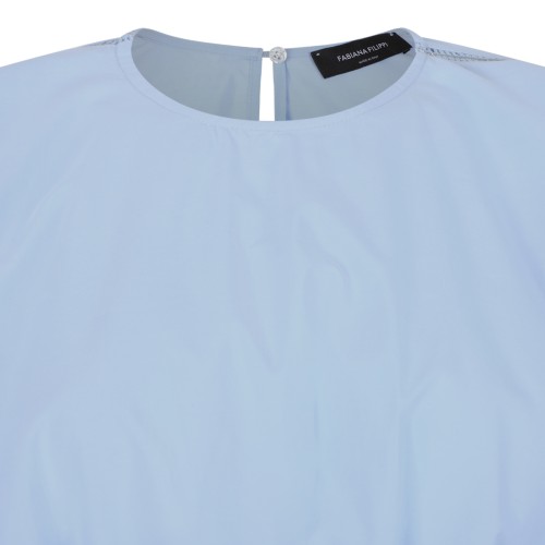 Fabiana Filippi Light Blue Gathered Midi Dress. 
