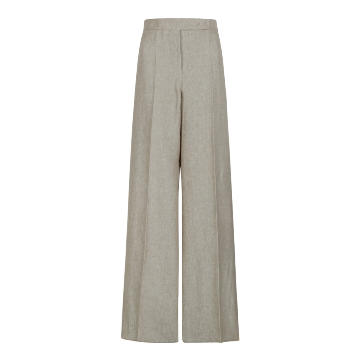 Max Mara Beige Linen Wide-Leg Trousers.