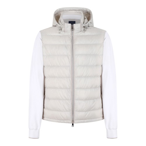 Paul & Shark White Hybrid Hooded Down Jacket.