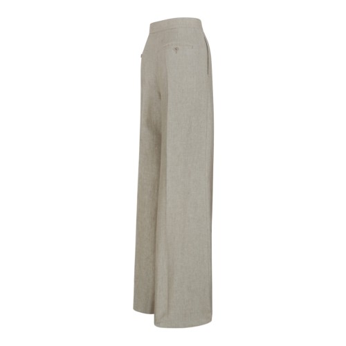 Max Mara Beige Linen Wide-Leg Trousers.