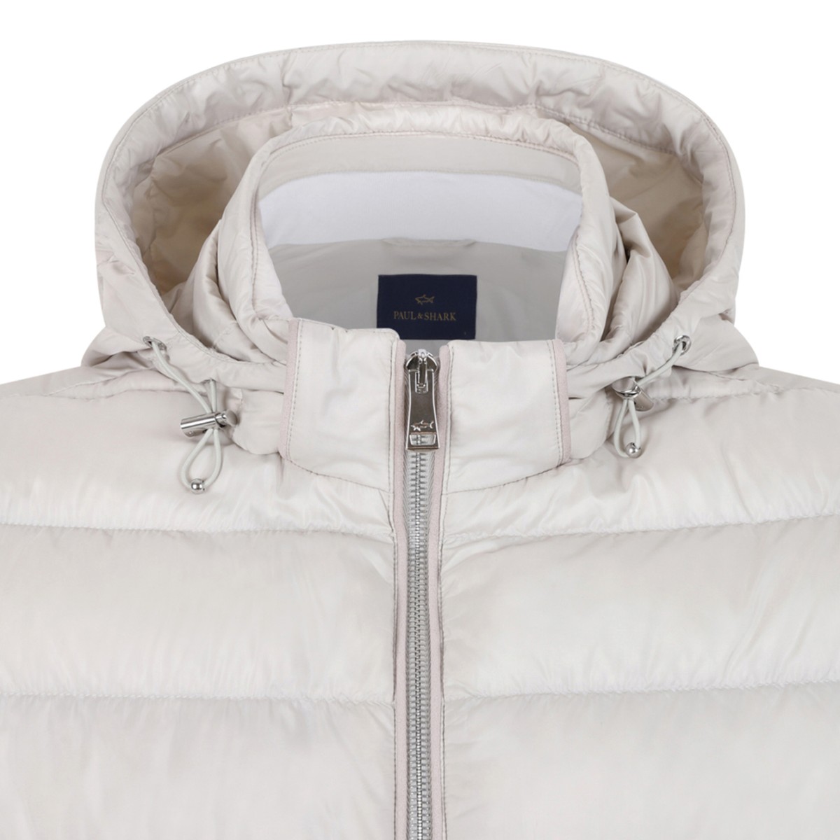Paul & Shark White Hybrid Hooded Down Jacket.