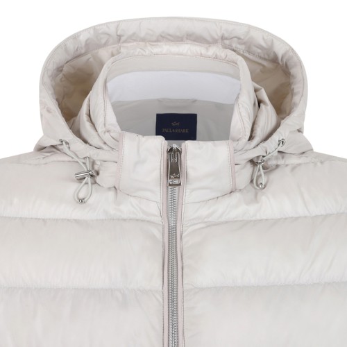 Paul & Shark White Hybrid Hooded Down Jacket.