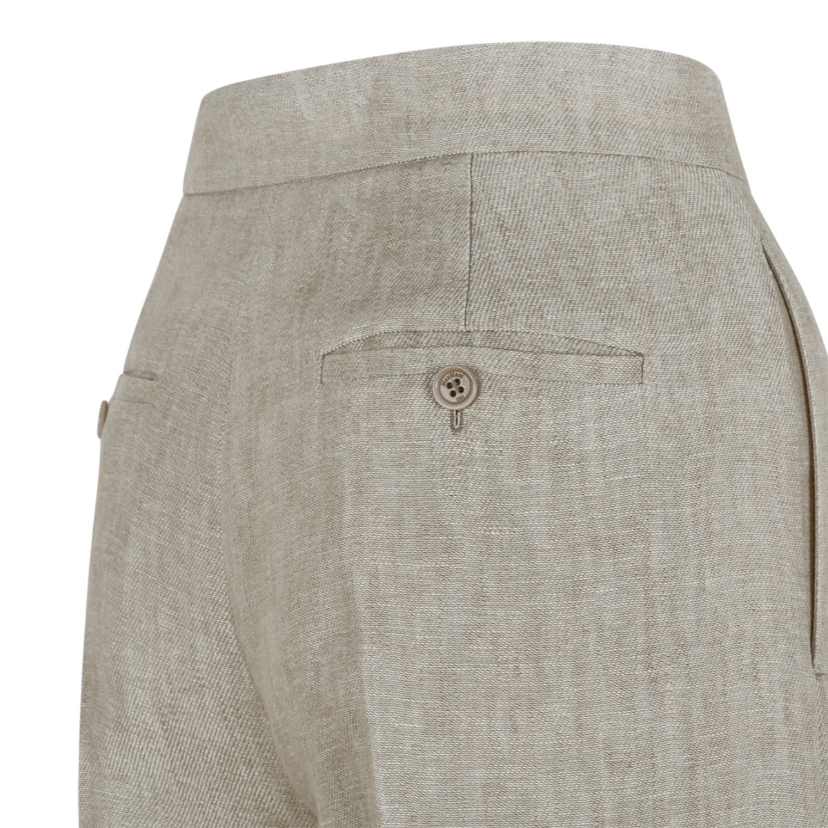 Max Mara Beige Linen Wide-Leg Trousers.