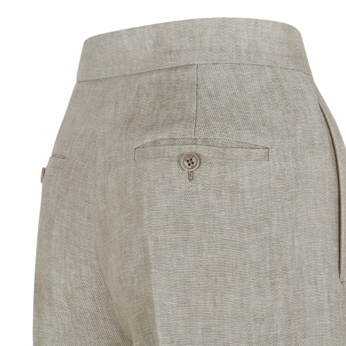 Max Mara Beige Linen Wide-Leg Trousers.