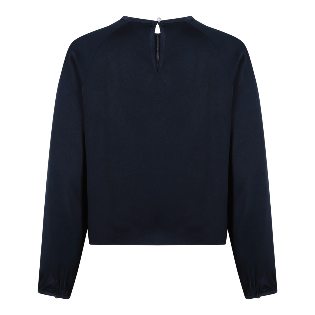 Fabiana Filippi Navy Silk Zip-Front Blouse.  