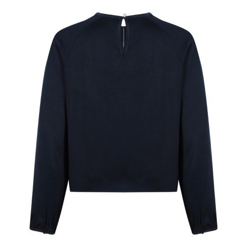 Fabiana Filippi Navy Silk Zip-Front Blouse.  