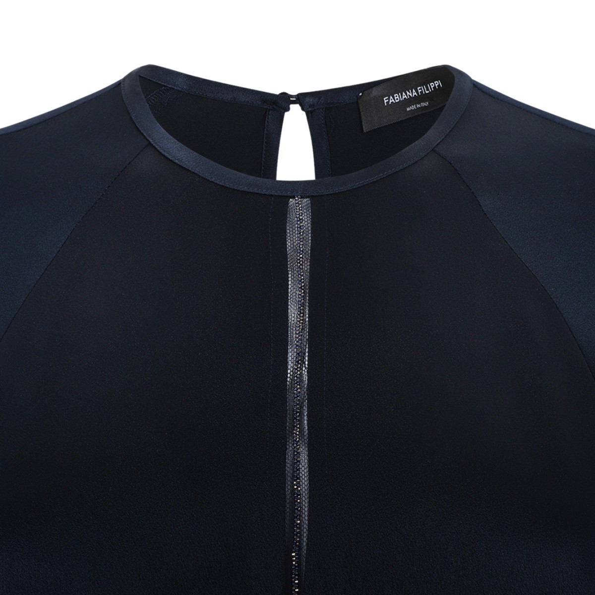 Fabiana Filippi Navy Silk Zip-Front Blouse.  