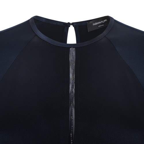 Fabiana Filippi Navy Silk Zip-Front Blouse.  