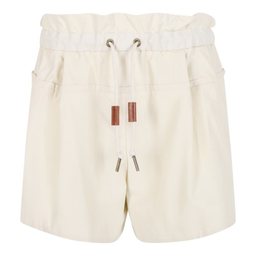 Moncler Cream Drawstring Shorts. 