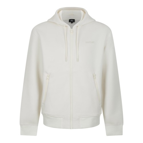 Mackage White Cotton Zip-Up Hoodie.