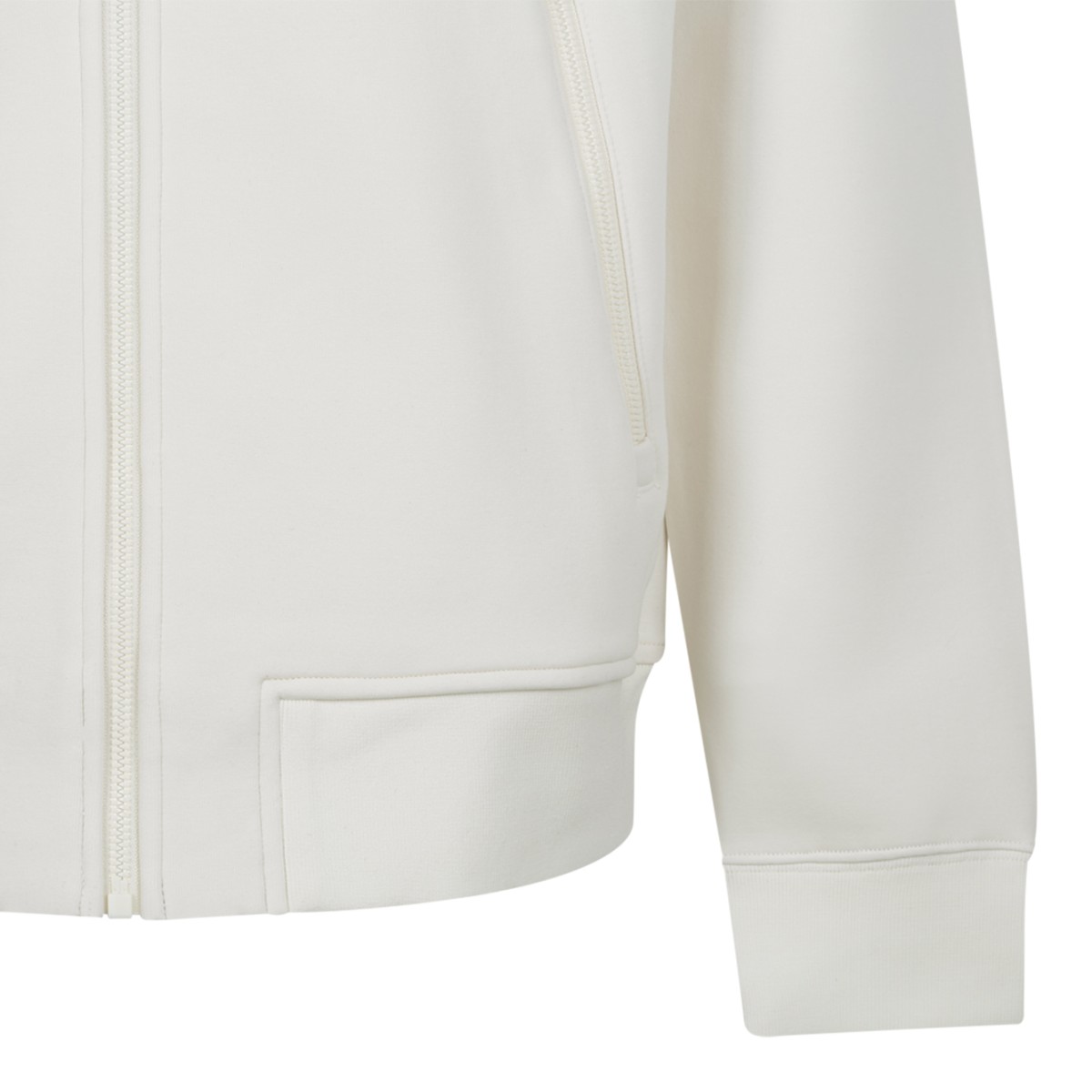 Mackage White Cotton Zip-Up Hoodie.