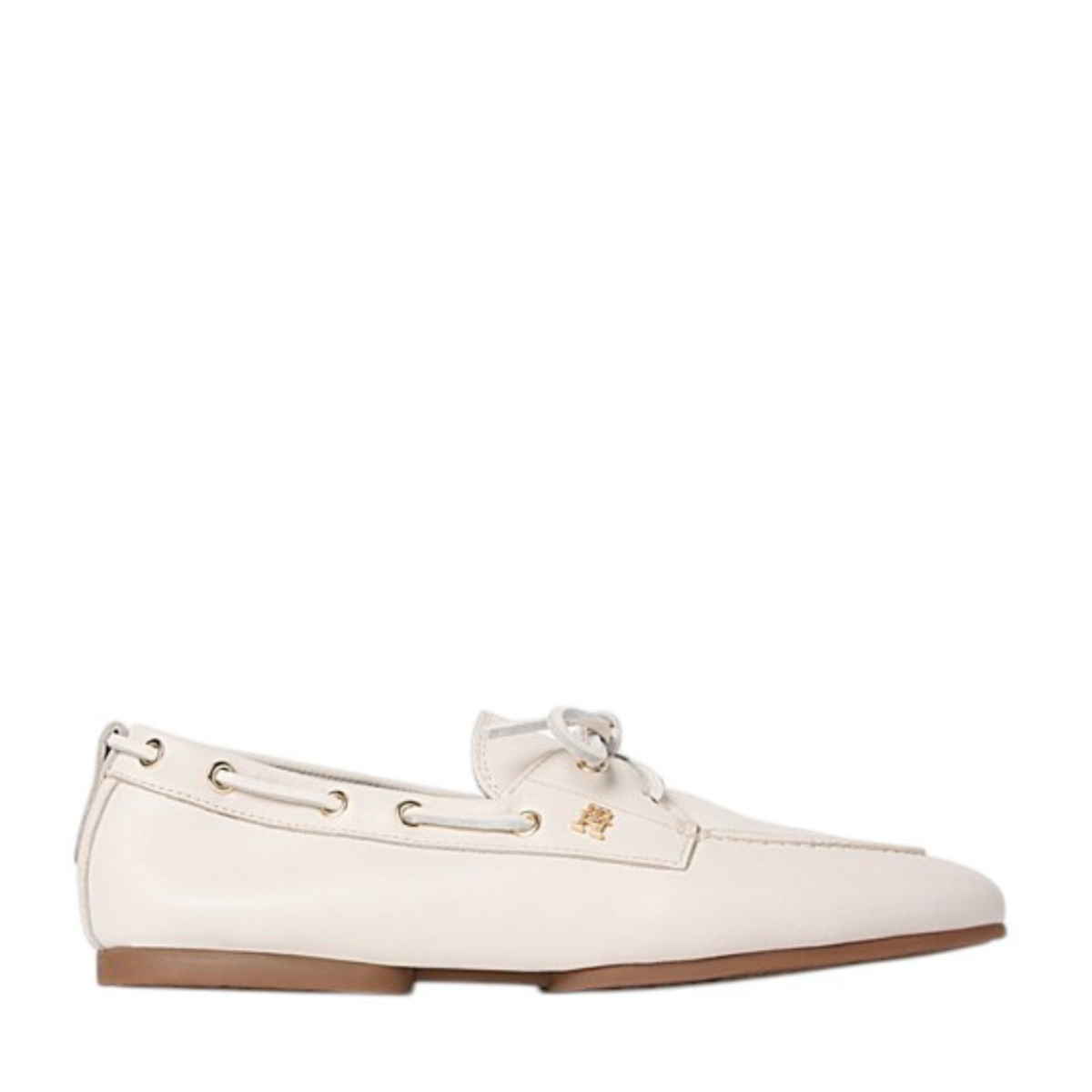 Tommy Hilfiger White Leather Boat Shoes.