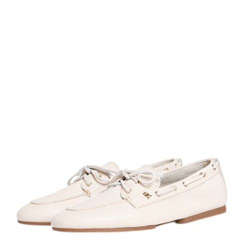 Tommy Hilfiger White Leather Boat Shoes. 2