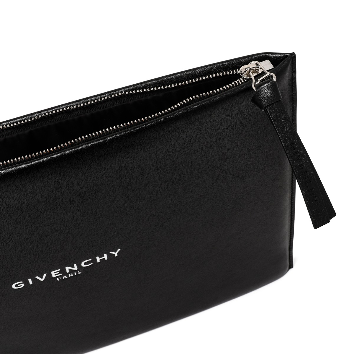 Givenchy Black Leather Logo Pouch. 
