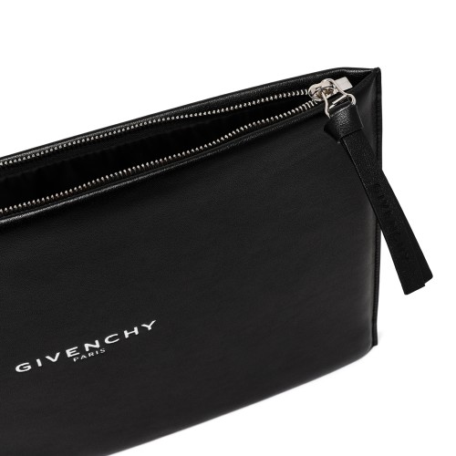 Givenchy Black Leather Logo Pouch. 
