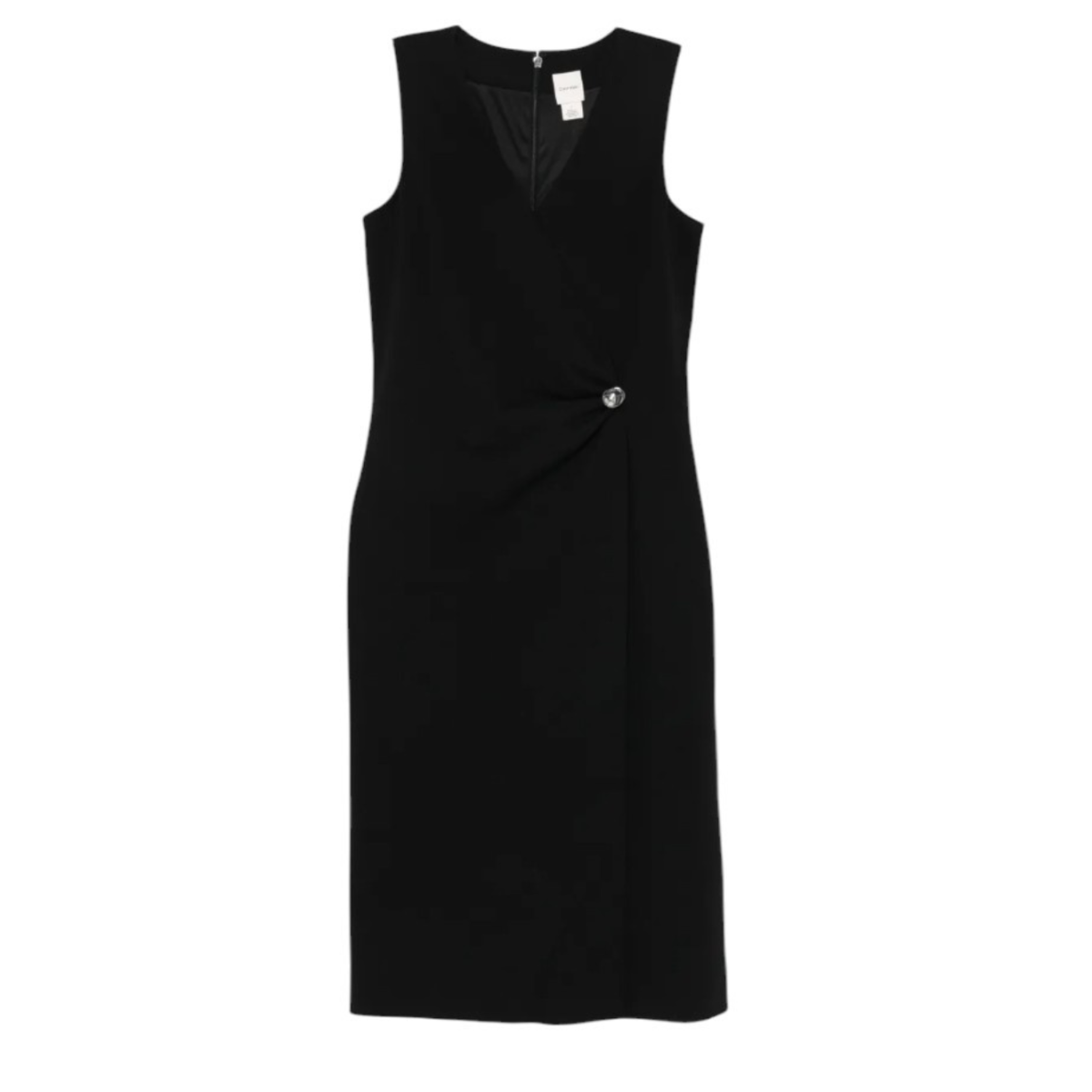 Calvin Klein Black Sleeveless Wrap-Effect Dress.  