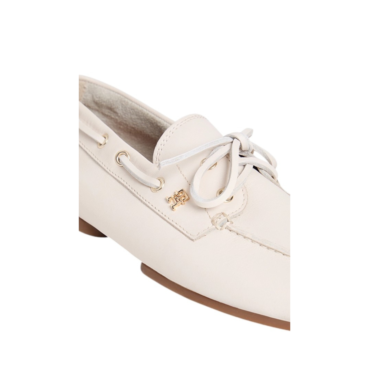 Tommy Hilfiger White Leather Boat Shoes.
