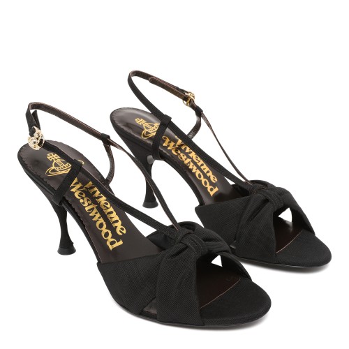 Vivienne Westwood Black Satin Slingback Sandals.