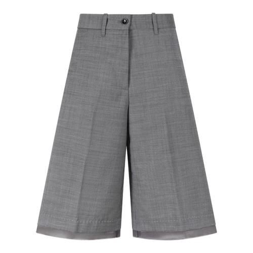 Nine In The Morning Grey Tailored Wide-Leg Bermuda Shorts.