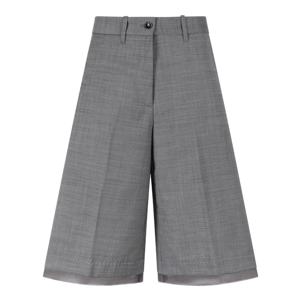 Nine In The Morning Grey Tailored Wide-Leg Bermuda Shorts.