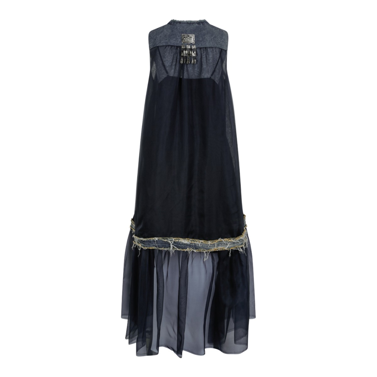 Hui Milano Black Embroidered Sheer Maxi Dress.