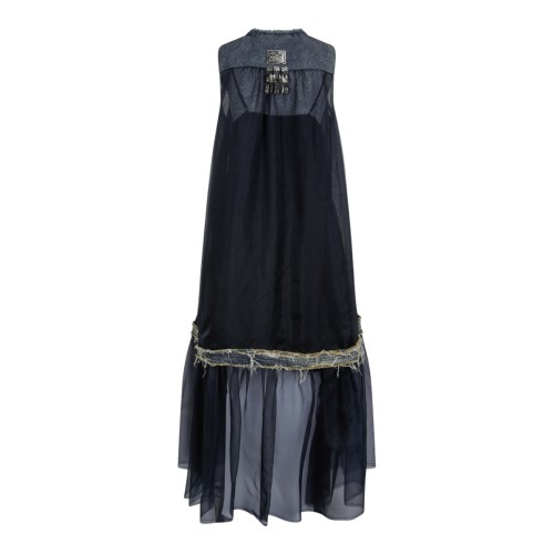 Hui Milano Black Embroidered Sheer Maxi Dress.