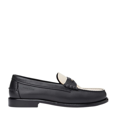 Tommy Hilfiger Black Leather Penny Loafers. 