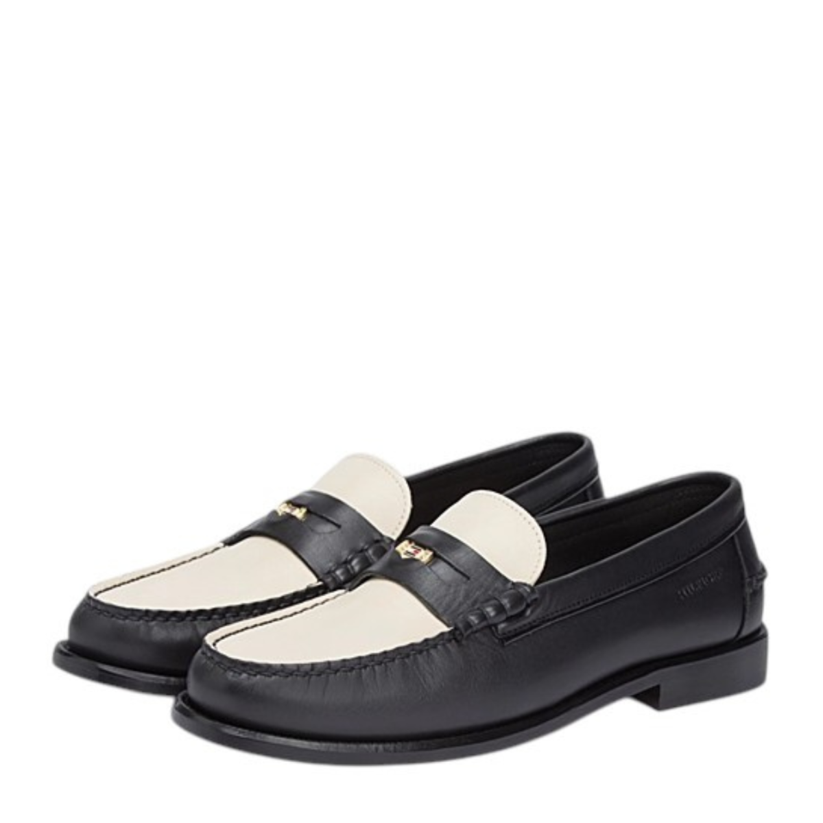 Tommy Hilfiger Black Leather Penny Loafers. 