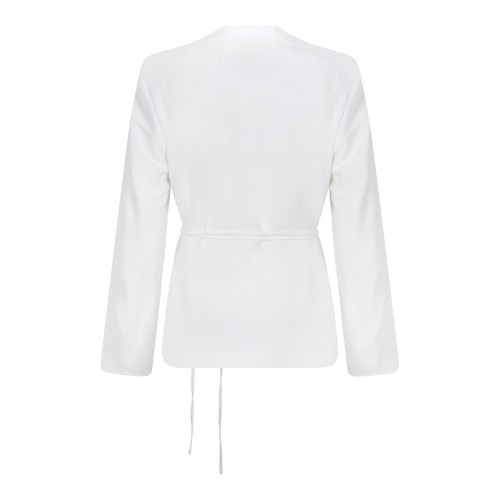 Calvin Klein Cream Wrap-Style Tailored Blazer. 2