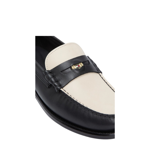 Tommy Hilfiger Black Leather Penny Loafers. 