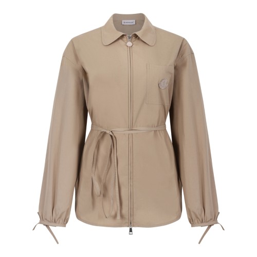 Moncler Beige Belted Technical Jacket.