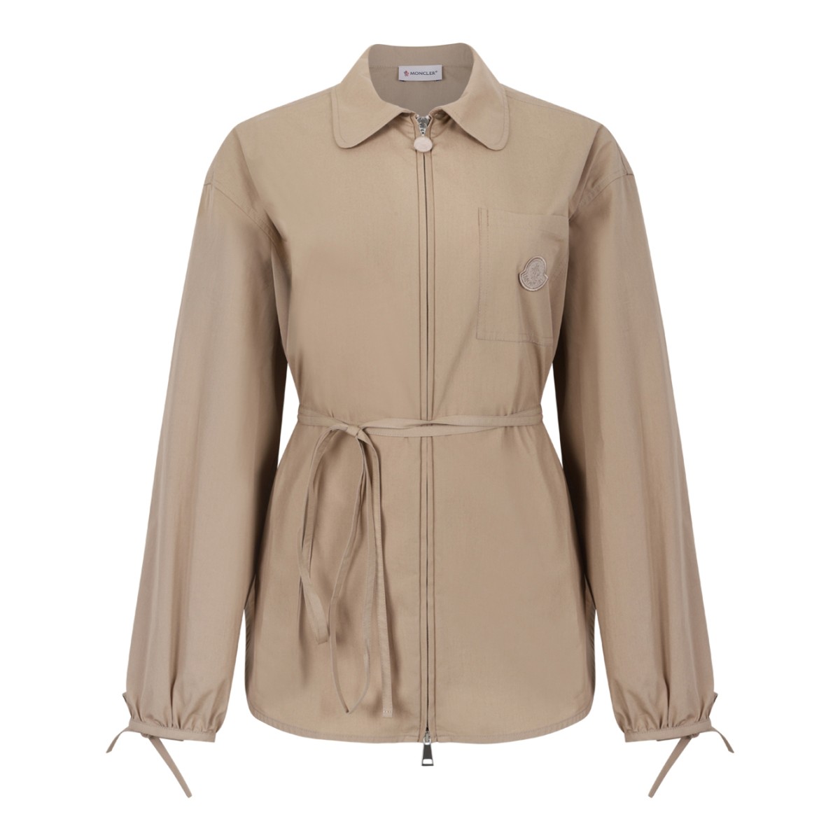 Moncler Beige Belted Technical Jacket.