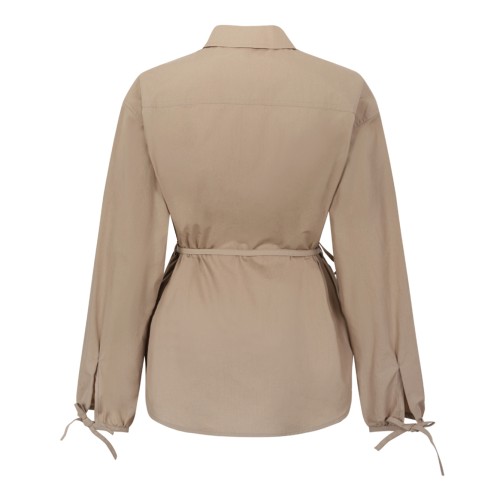 Moncler Beige Belted Technical Jacket.