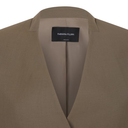 Fabiana Filippi Beige Minimal Tailored Blazer.