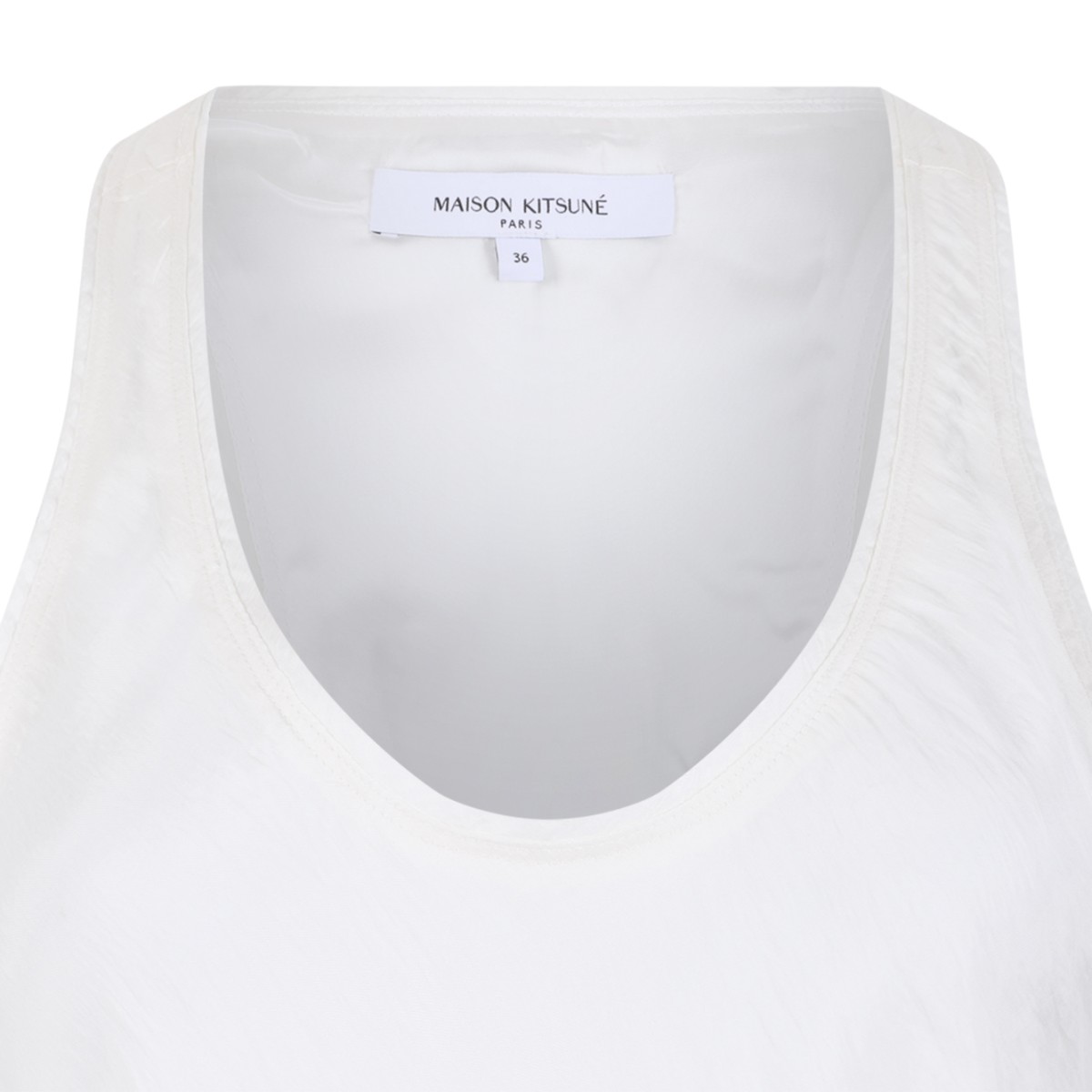 Maison Kitsun White Sleeveless Midi Dress.