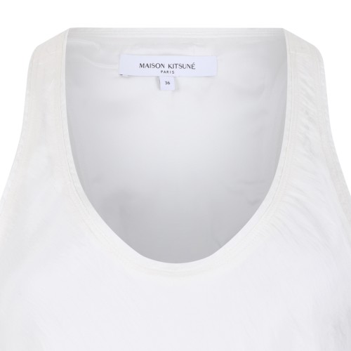 Maison Kitsun White Sleeveless Midi Dress.