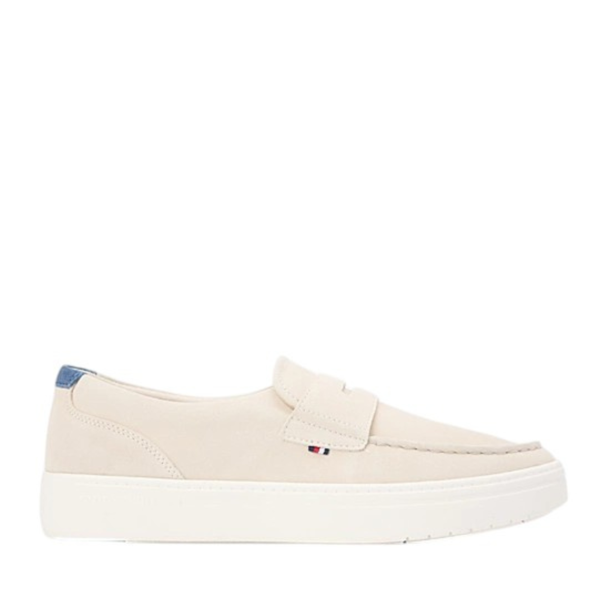 Tommy Hilfiger Cream Platform Slip-On Sneakers.